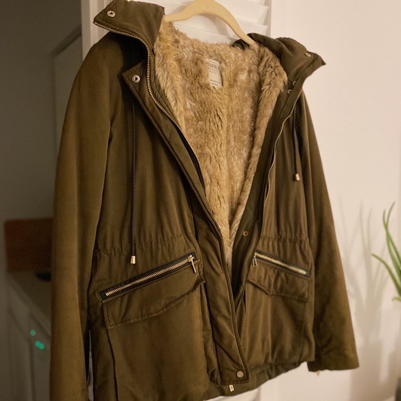 Zara Khaki Fur Lined Winter Parka - Picture 5 of 9